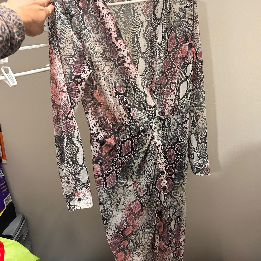 Topshop Multicolor Snakeskin Long Sleeve Dress